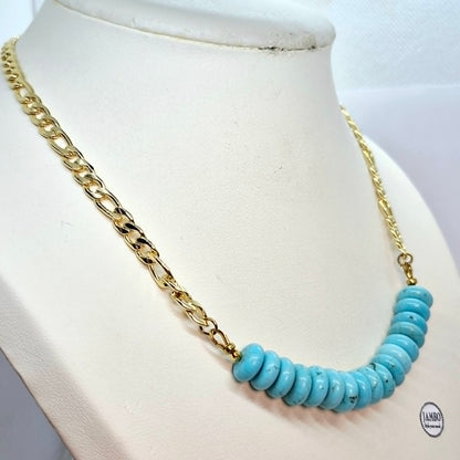 Natural Turquoise Necklace with Gold Plated Stainless Steel Chain