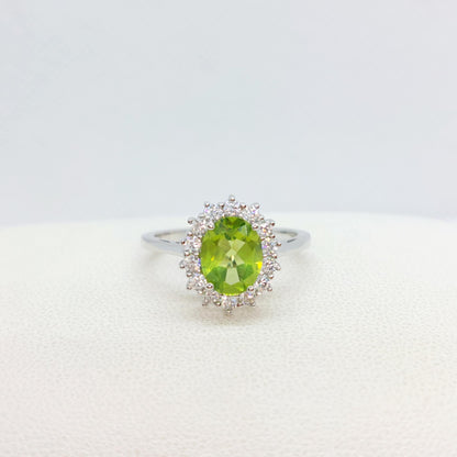 Natural Peridot Ring with 2ct Stone in Sterling Silver