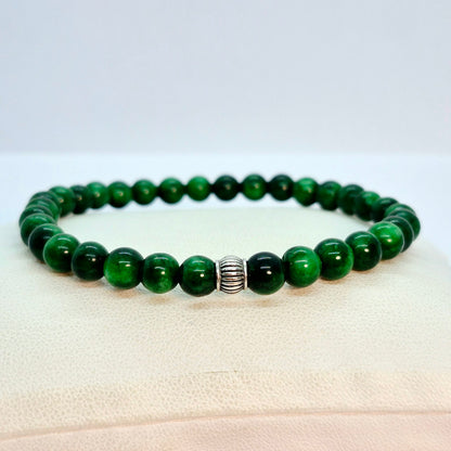 Natural South China Jade Bracelet in 4 and 6mm Stones for Men
