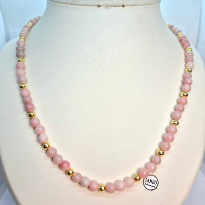 Natuurlijke Roze Opaal Ketting Choker van 6mm Kralen