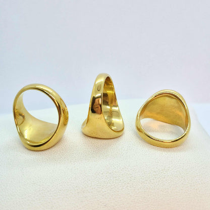 Natural Stone Ring in Gold Plated Stainless Steel, Lapis, Red Onyx and Turquoise