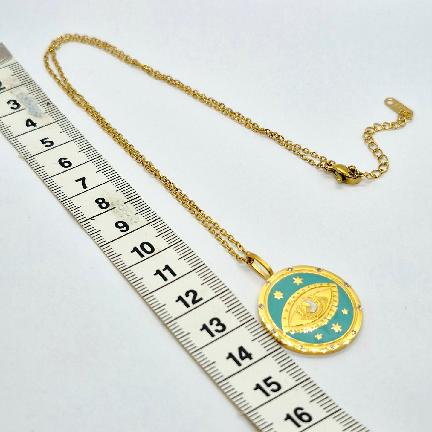 All Seeing Eye Pendant with Chain Necklace in Gold Platted Stainless Steel