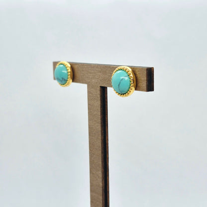 Natural Turquoise Earrings in Stainless Steel Gold Plated