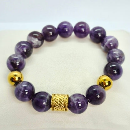 Natural Amethyst Bracelet in 12mm Stones