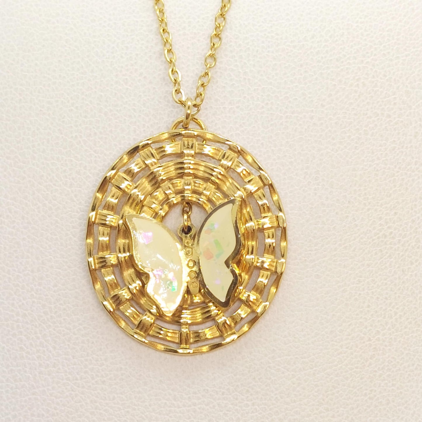 Butterfly Pendant with Stainless Steel Gold Plated Chain Necklace