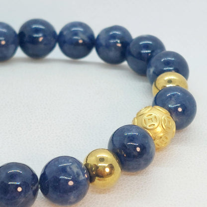 Natural AAA Sapphire Stone Set in 10mm Stones with Stainless Steel Gold Plated