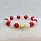 Under the Sea Bracelet with Natural Tridacna and Red Dyed Coral in 10mm Stones