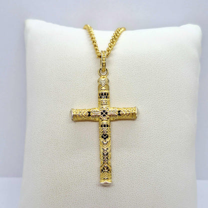 Cross Pendant in Gold Plated Sterling Silver with Stainless steel Chain Necklace