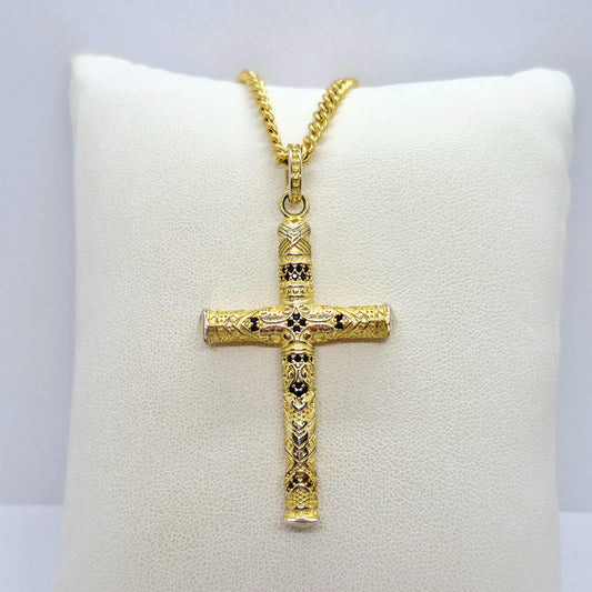 Cross Pendant in Gold Plated Sterling Silver with Stainless steel Chain Necklace