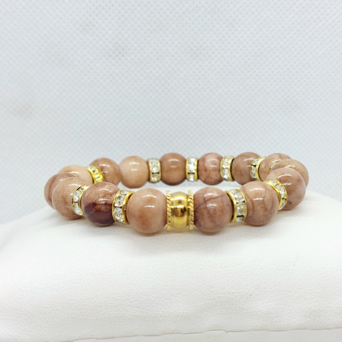 Natural Light Brown Jade Bracelet with 10mm Stones