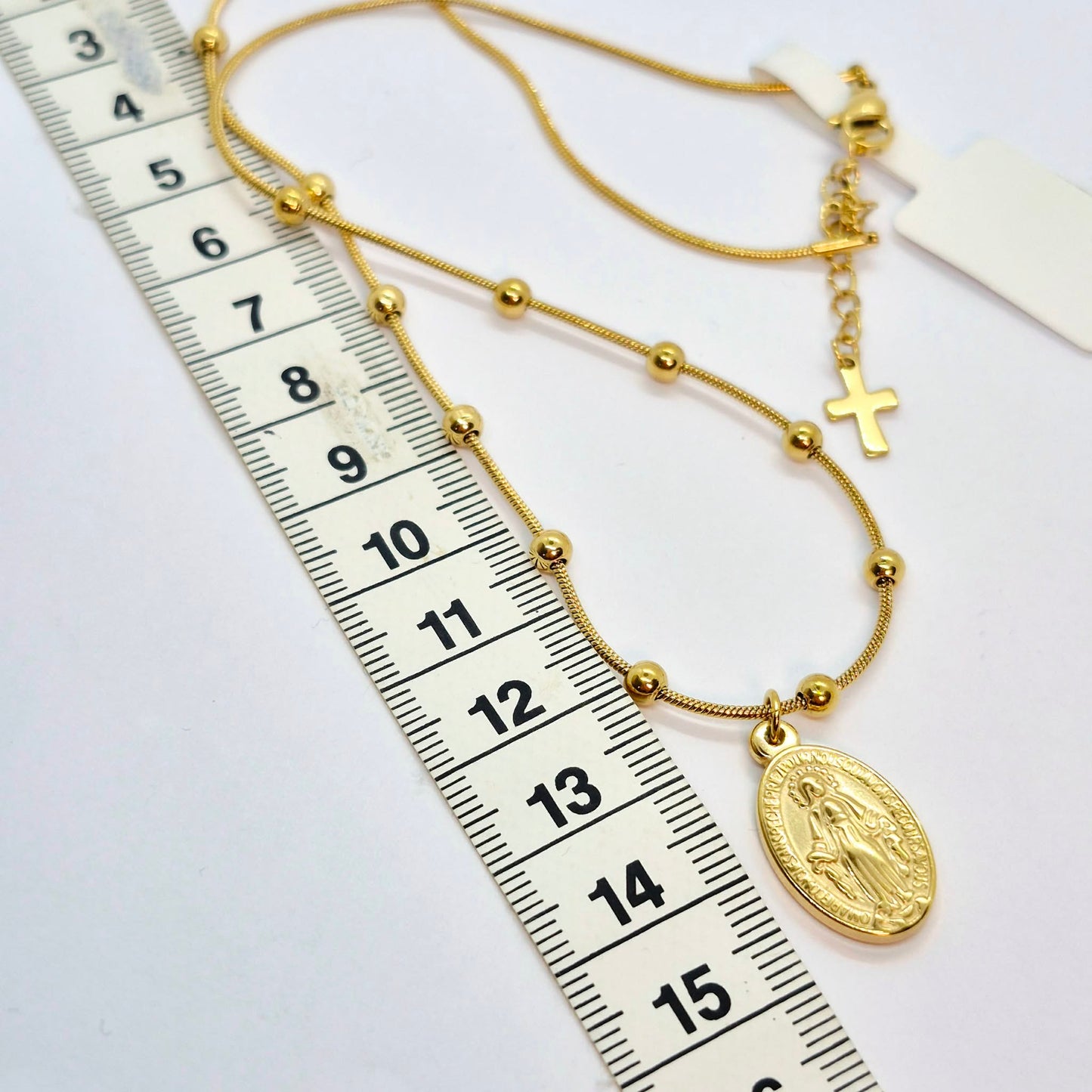 Holy Virgin Mary Pendant in Gold Plated Stainless Steel with Chain Necklace