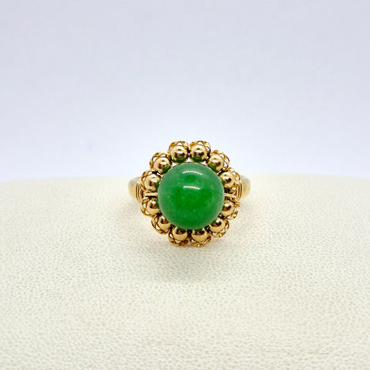 Natural Hetian Jade Ring in 10K Solid Gold