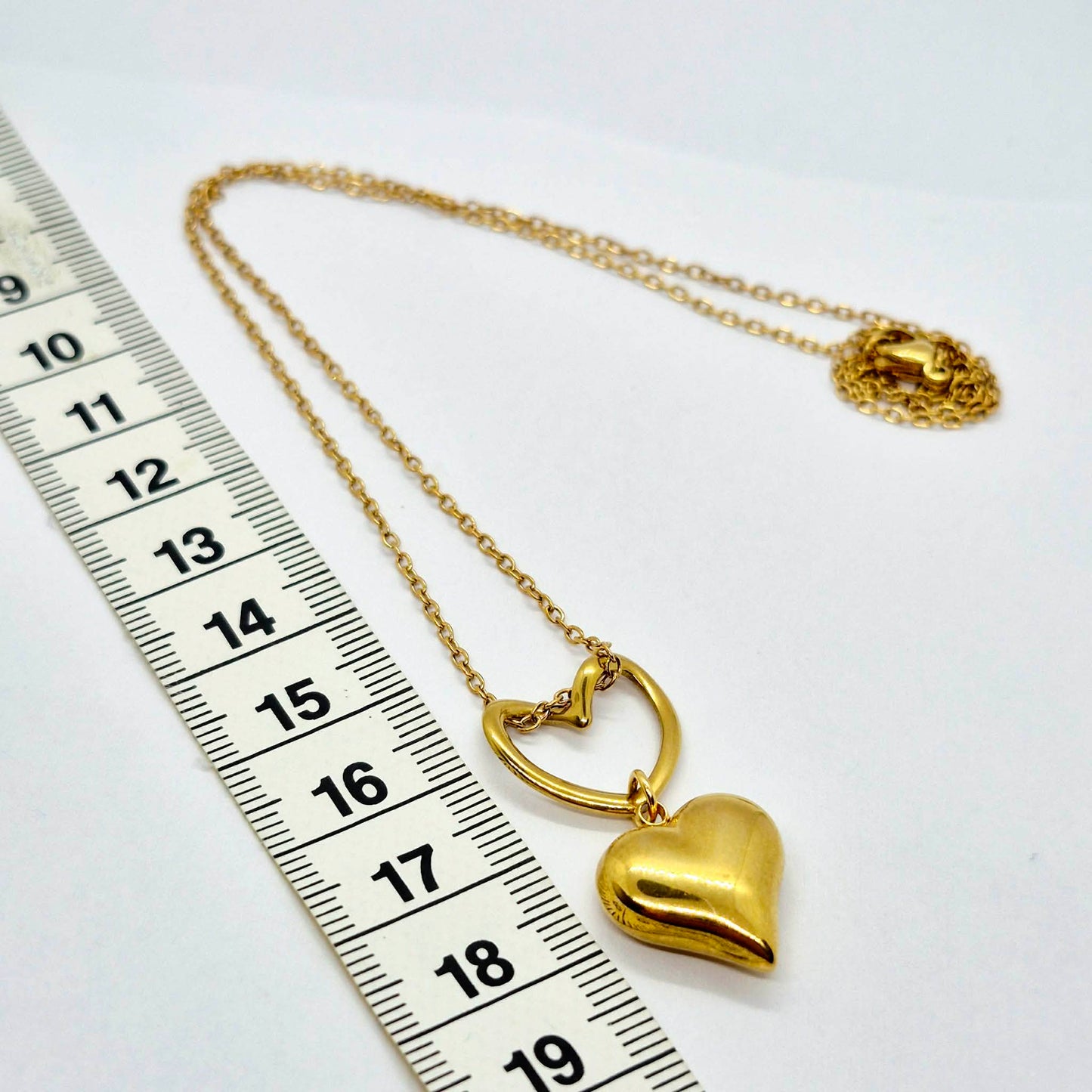 Heart Duo Pendant Necklace in Gold Platted Stainless Steel