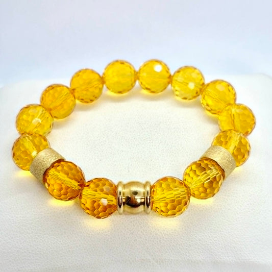 Natural Faceted Citrine Bracelet with 10 or 12mm Stones