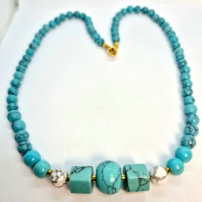 Natural Turquoise Stone Necklace Choker in 8-16mm Stones