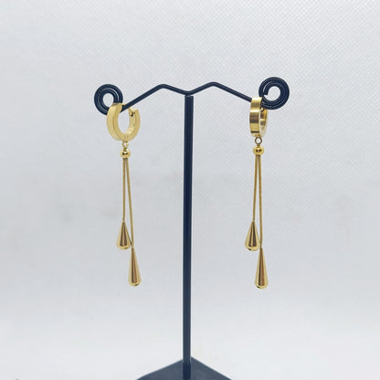 Dangle Raindrop Earrings in Gold Plated Stainless Steel