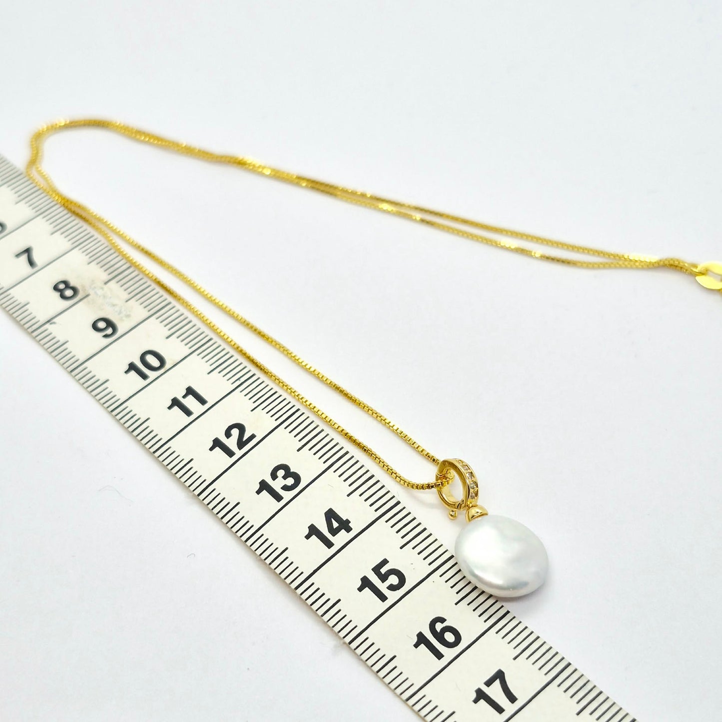 Natural Button Pearl Pendant Necklace in Gold Platted Sterling Silver