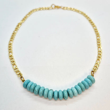 Natural Turquoise Necklace with Gold Plated Stainless Steel Chain