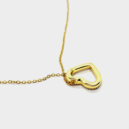 Heart in ZIrcon Pendant Necklace in Gold Platted Stainless Steel