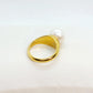 Natural 12mm Pearl Ring in Gold Plated Stainless Steel