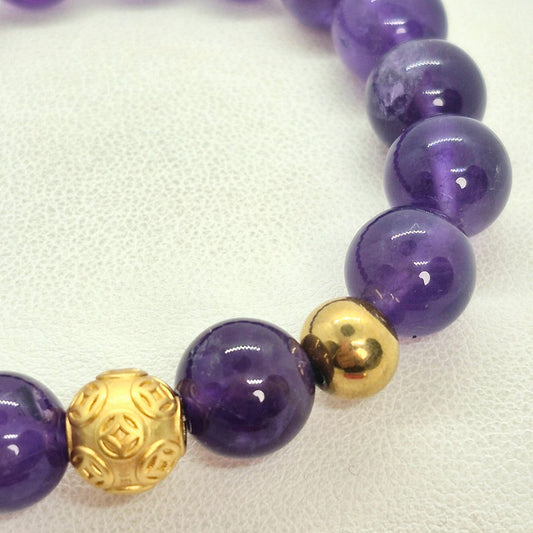 Natural Amethyst Bracelet in 10mm Stones