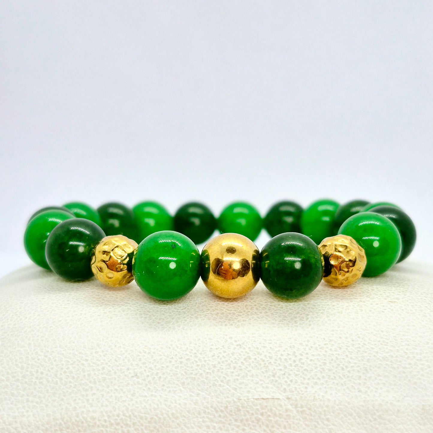 Natural Hetian and South China Jade Bracelet in 10mm Stones
