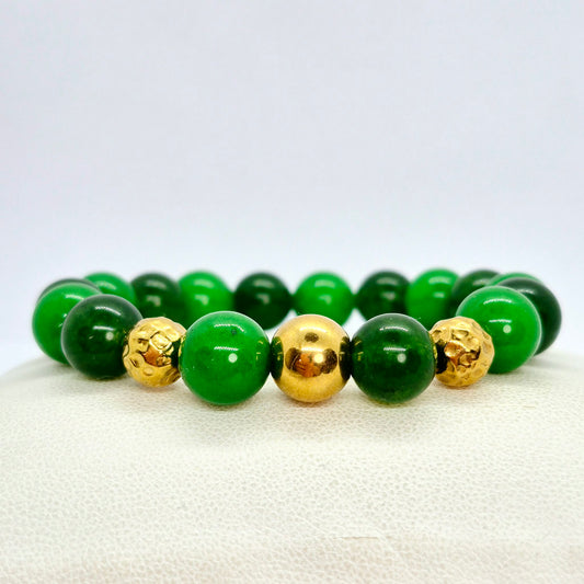 Natural Hetian and South China Jade Bracelet in 10mm Stones