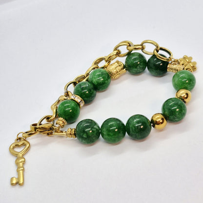Natural Chinese Jade Bracelet in 12mm Stones