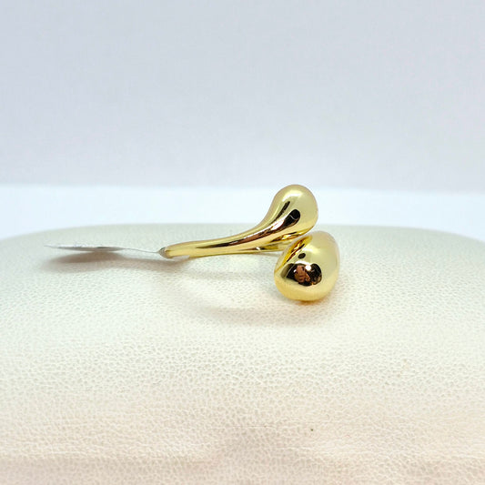 Double Raindrop Ring in Gold Plated 925 Sterling Silver Resizeable