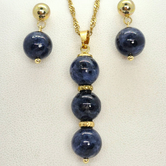 Natural Sapphire Stone Set in Gold Plated Stainless Steel