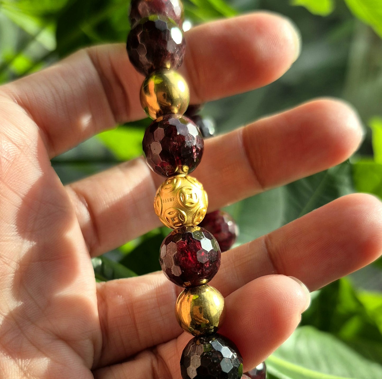 Natural Faceted Garnet Bracelet in 12mm Stone