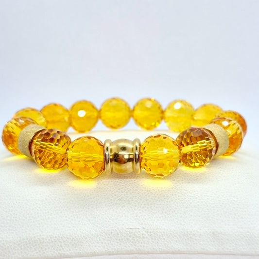 Natural Faceted Citrine Bracelet with 10 or 12mm Stones