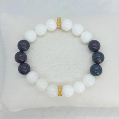 Tridacna meets Garnet Bracelet in 1Omm Natural Stones