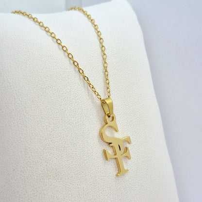 Customise your own - Two Initial Pendant In Stainless Steel with Chain Necklace