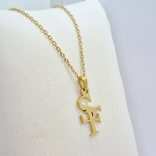 Customise your own - Two Initial Pendant In Stainless Steel with Chain Necklace