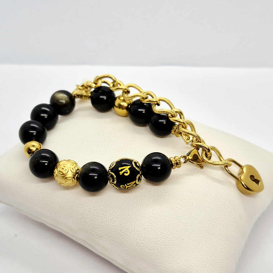 Natural Golden Obsidian Bracelet in 12mm Stones