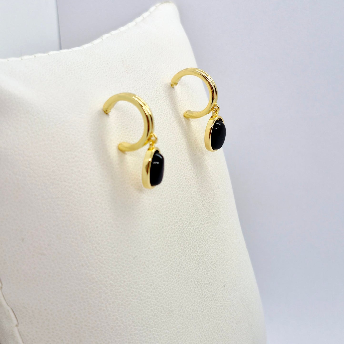 Natural Obsidian Earrings in Gold Plated Stainless Steel