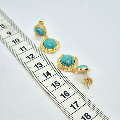 Natural Turquoise Earrings in Stainless Steel Gold Plated
