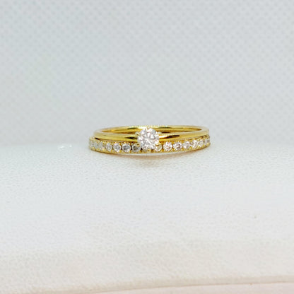 Double Ring Combo with Moissanite Diamond in Gold Plated Sterling Silver