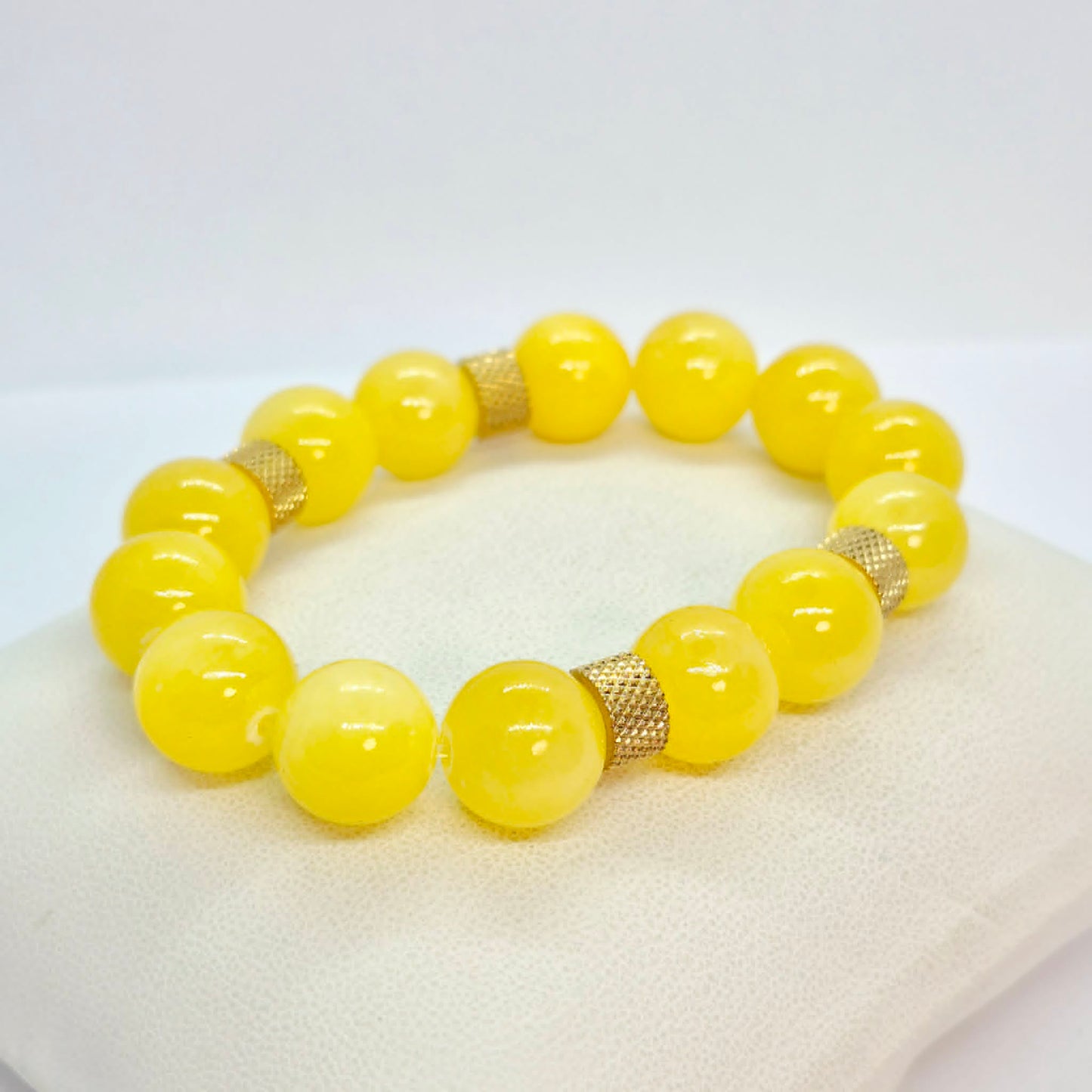 Natural Yellow Jade Bracelet in 10 and 12mm Stones