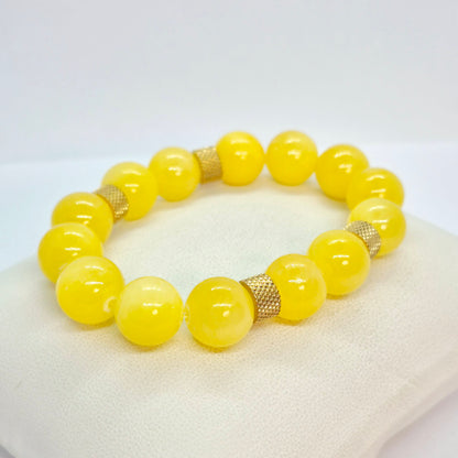 Natural Yellow Jade Bracelet in 10 and 12mm Stones