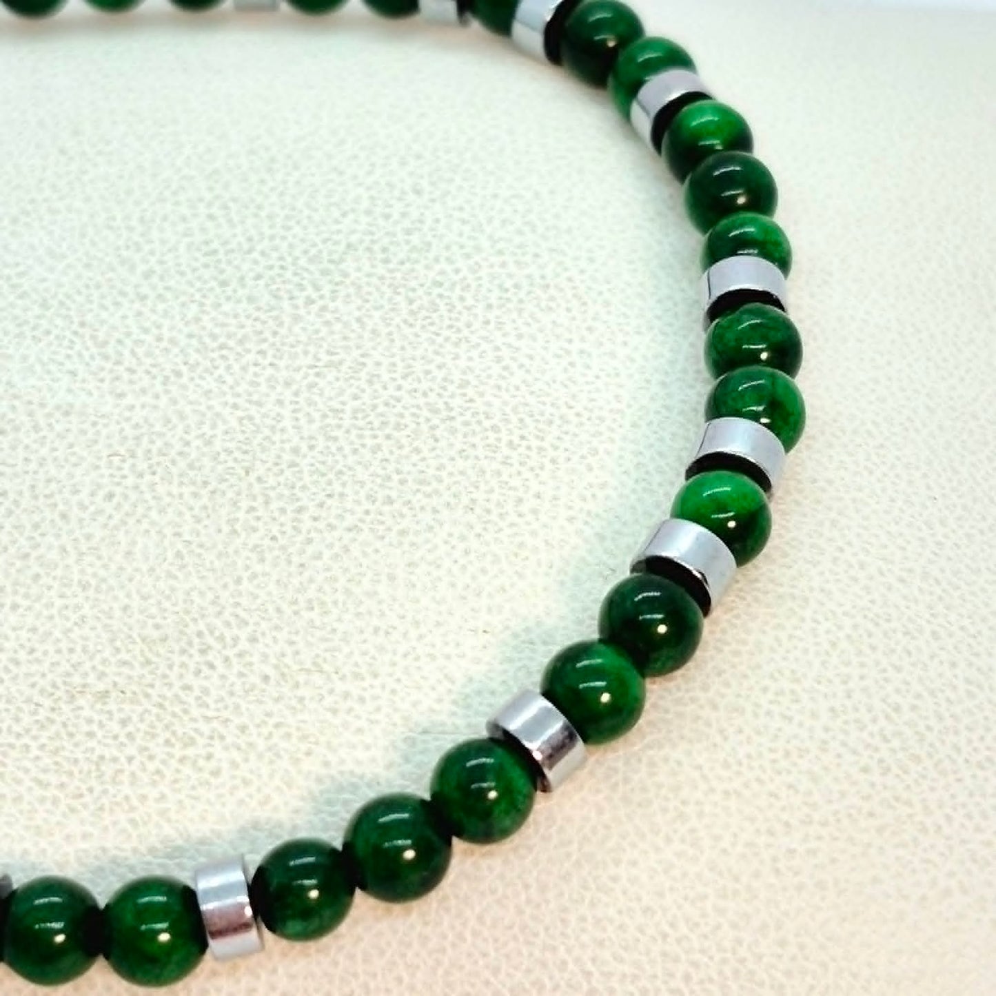Natural South China Jade Bracelet in 4 and 6mm Stones for Men