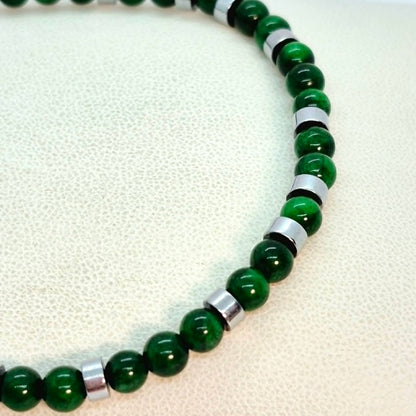 Natural South China Jade Bracelet in 4 and 6mm Stones for Men