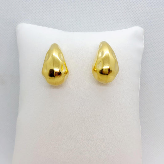 Large Rain Drop Stud Earrings in Gold Plated Stainless Steel