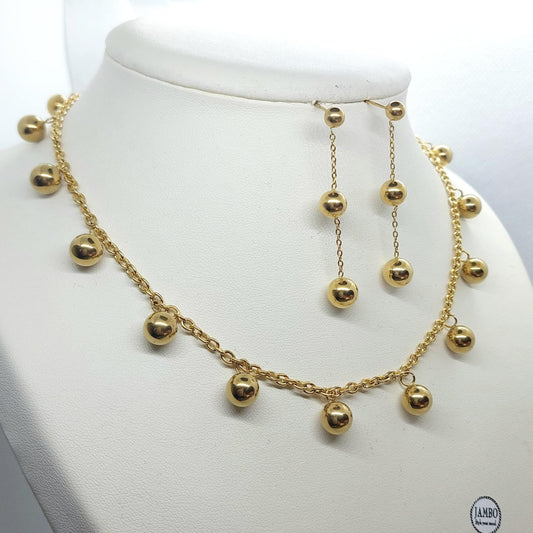 Earrings and Necklace Set in Gold Plated Stainless Steel