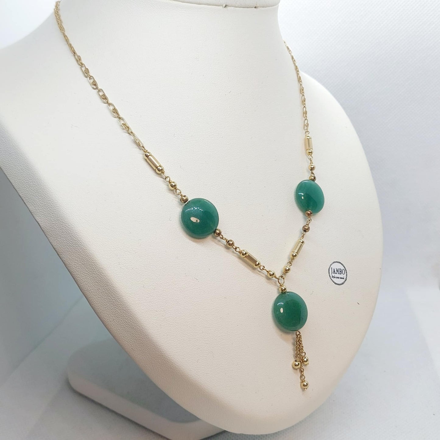 Natural Hetian Jade Jewelry Set in 10K Gold