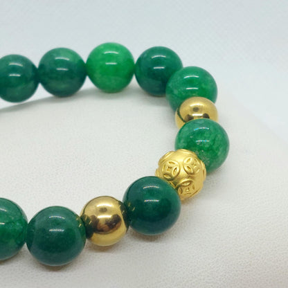 Natural Chinese Jade Bracelet in 10 and 12m Stones (Copy)