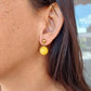 Natural Yellow Jade Dangle Earrings in Gold Plated Stainless Steel