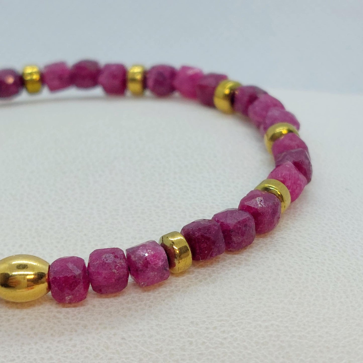 Natural Ruby Stone Bracelet with 4mm Stones