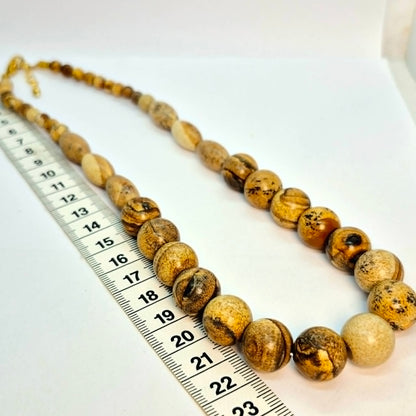 Natural Picture Jasper Necklace Choker in 14mm Stones